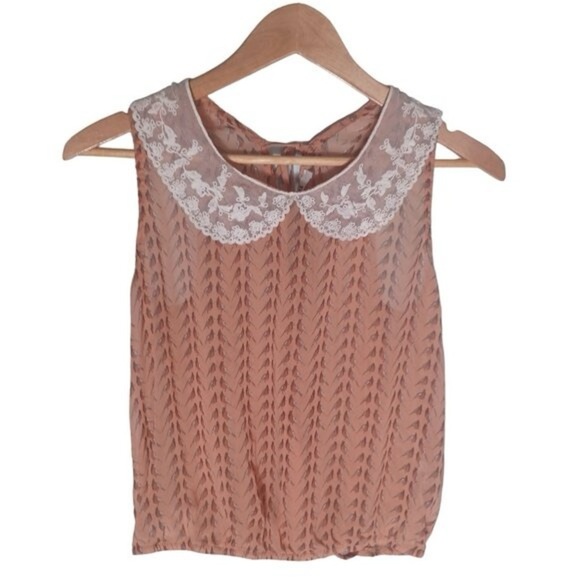 Forever 21 Pink and White Cropped Embellished Blouse - Picture 1 of 8